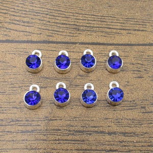 8 Silver Bezel Pendants Filled with Blue Diamonds-TS242N