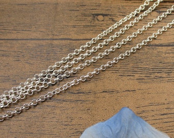 Cadenas de 3,6 m (12 pies) de largo, 3 x 3 mm, para joyería, al por mayor, tono plateado brillante - CS073