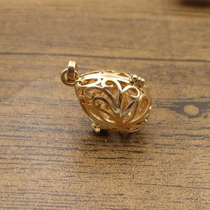 2 Drop Cage Charms,Filigree Locket Pendant(Fitting 12mm Beads) KC Gold Color-TS169