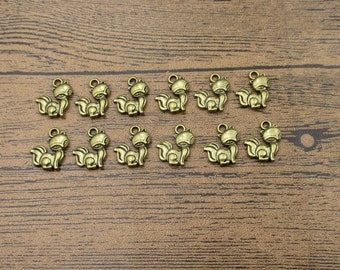 12 ciondoli a forma di volpe, color bronzo antico - RS1016