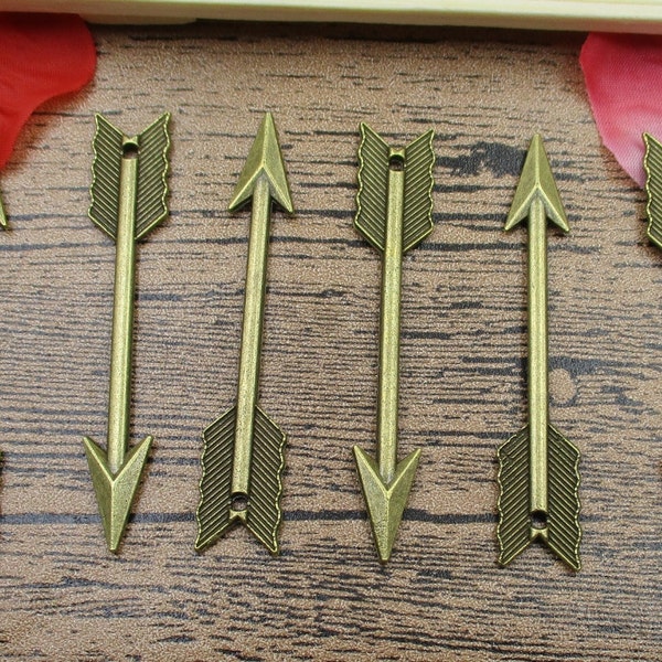 BULK SALE! 60 Large Arrow Charms, Antique Bronze Tone,Double Sided-RS094