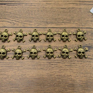 20 Skull Charms,Antique Bronze Tone-RS957