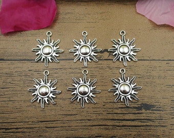 BULK SALE! 60 Sun Charms,Antique Silver Tone-RS497