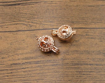 2 Baum Charms Käfig Anhänger für 10 mm runde Perlen, Rosegold-TS085