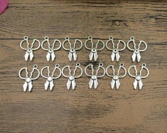 12 Scissor Charms,Antique Silver Tone-RS666