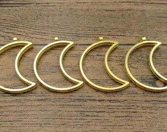 4 Mond Rahmen Anhänger-30x35mm, vergoldet Farbe-TS249