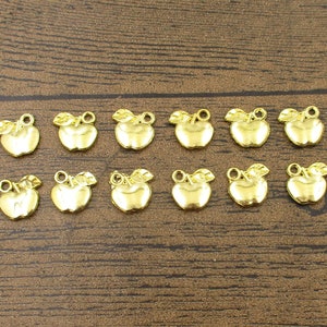 20 Apple Charms,Gold Color,Double Sided-RS063