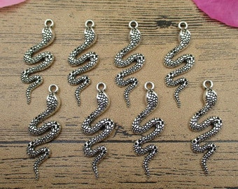 BULK SALE! 50 Snake Charms,Antique Silver Tone-RS408
