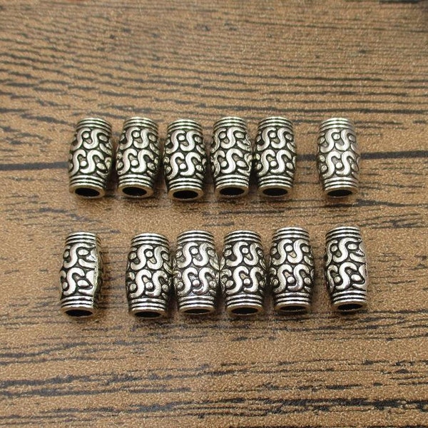 BULK SALE! 100 Tube Spacer Beads Antique Silver Tone-RS854