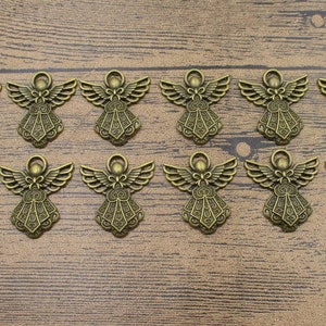 12 Angel Charms,Antique Bronze Tone-RS002