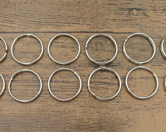 20 Round Key Rings,Antique Silver Tone-GS012