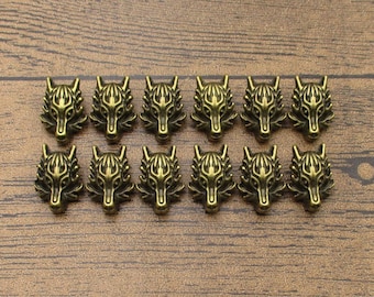 12 Wolf Spacer Beads,Antique Bronze Tone-RS855