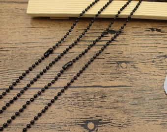 4PCS Metal Ball Chain 45CM-70CM Length 2.4mm Bead Dia. Black Beaded Chain for DIY Jewelry Making, Tag Hanging, Keychain Craft-CS049