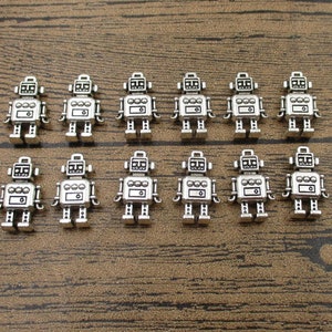 BULK SALE! 60 Robot Charms,Antique Silver Tone-RS1073