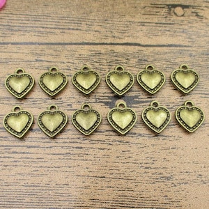 12 Herz Poker Charms, Antik Bronze Ton,doppelseitig -RS161