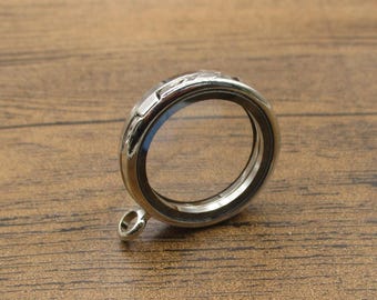 1 Colgante redondo de cristal flotante con medallón, colgante que se abre, medallones de recuerdo para collar-TS006