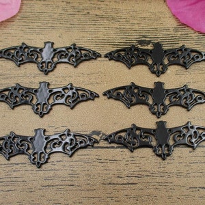 BULK SALE! 30 Large Wing Bat Charms,Black Tone Double Sided-RS392