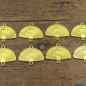 8 Fan Connector Charms,Gold Color-RS1351