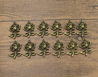 12 Fleurs de rose, Tone en bronze antique-RS1217