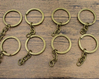 8 Key Rings Pattern With Extended Chain,Antique Bronze Tone-GS013