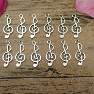 BULK SALE! 200 Treble Clef Charms ,Antique Silver Tone -RS514