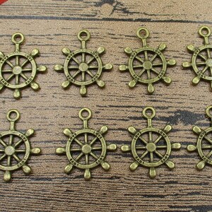 20 Rudder Charms ,Antique Bronze Tone,Double Sided With Love Letters-RS147