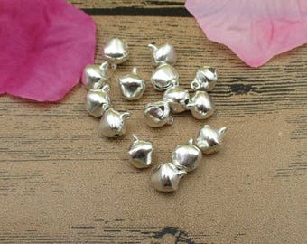 50 Iron bells 10mm Jingle Bell Charms,Bright Silver Tone-RS592