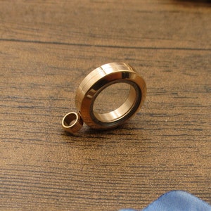 1 Edelstahl Runde Glas Floating Medaillon Anhänger,Drehen Sie sich, um Memory-Medaillons für Halskette zu öffnen, Champagner Gold-TS291