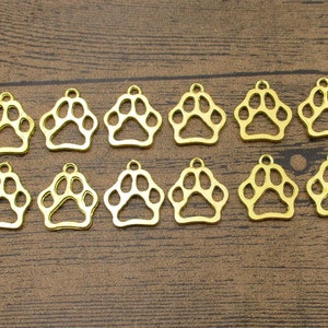20 Bär Füße Charms,Gold Farbe,doppelseitig-RS492