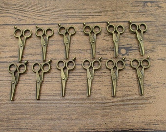 12 Scissor Charms,Antique Bronze Tone-RS1030