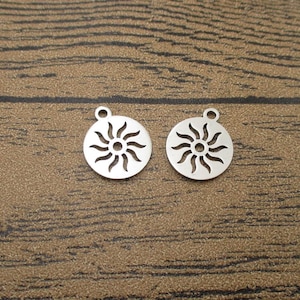 2 Charmes en acier inoxydable, Rond Sun-SS1009