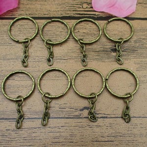 12 Key Rings Pattern With Extended Chain,Antique Bronze Tone-GS005