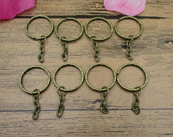 12 Key Rings Pattern With Extended Chain,Antique Bronze Tone-GS005