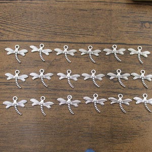 50 Dragonfly Charms ,Antique Silver Tone-RS472