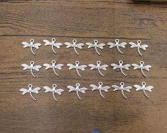 50 Dragonfly Charms ,Antique Silver Tone-RS472