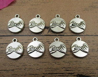 VENDITA ALL'INGROSSO! 50 Pinky Giurismi Charms, Antique Silver Tone, Double Sided-RS451