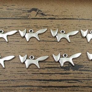 50 Fox Charms,Antique Silver Tone,Double Sided-RS221