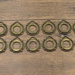12 Lifebuoy Charms ,Antique Bronze Tone-RS1163