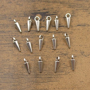 50 Cone Charms,Solid Metal Cone,Antique Silver Tone-RS1377