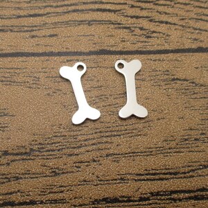2 encantos de acero inoxidable, huesos de perro-SS1012