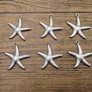 6 Stainless Steel Starfish Charms-SS1018