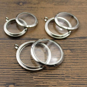 1 Stainless Steel Round Glass Floating Locket Pendant,Rotate to Open,3 Size Available-TS302