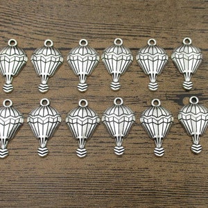 20 dijes de globo aerostático, tono plata antigua - RS916