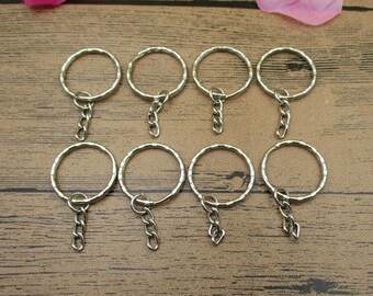 12 Key Rings Pattern With Extended Chain,Antique Silver Tone-GS005