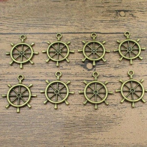 12 Rudder Charms ,Antique Bronze Tone,Double Sided-RS146