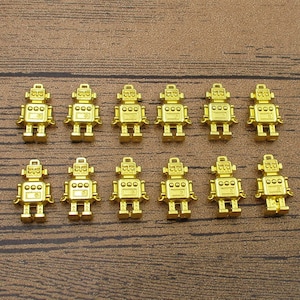 12 Robot Charms,Gold Color-RS1073