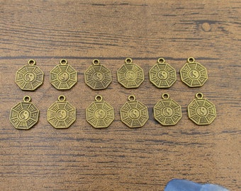 20 Yin Yang Charms,Antique Bronze Tone Double Sided-RS1332