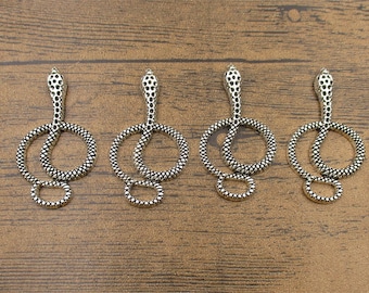 4 Snake Charms,Antique Silver Tone-RS1403