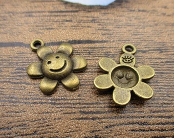 20 Sunflower Charms,antique Bronze Tone-rs1015 - Etsy 20 Sunflower Charms,antique Bronze Tone-rs1015 - Etsy