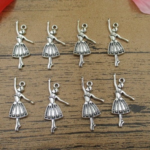 30 Ballet Dancer Charms ,Antique Silver Tone,Double Sided -RS313